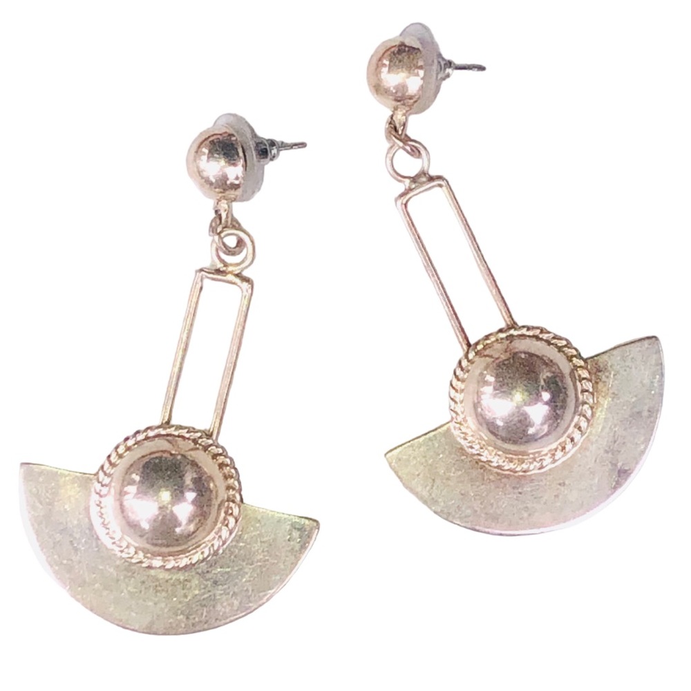 Vintage retro Mexican 925 silver 80s drop earrings